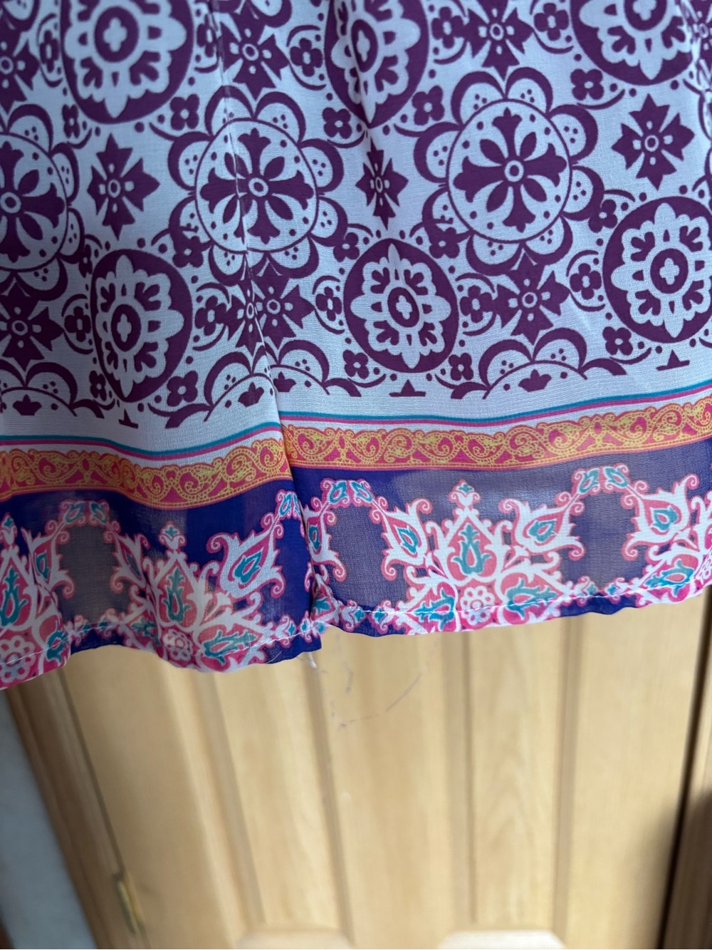 Xhilaration Purple Floral Print Romper with Orange Border - Boho, Indie - Picture 8 of 14